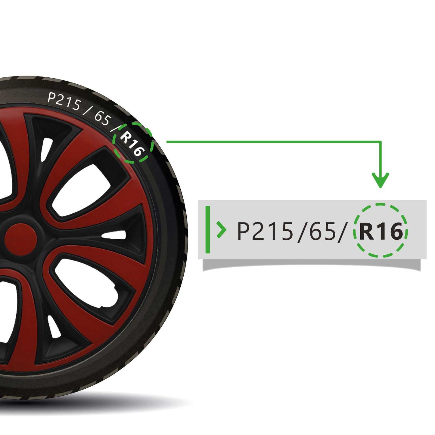 4x Radblenden Radkappen Radzierblenden 16" Zoll Schwarz Rot Glänzend OMAC DE