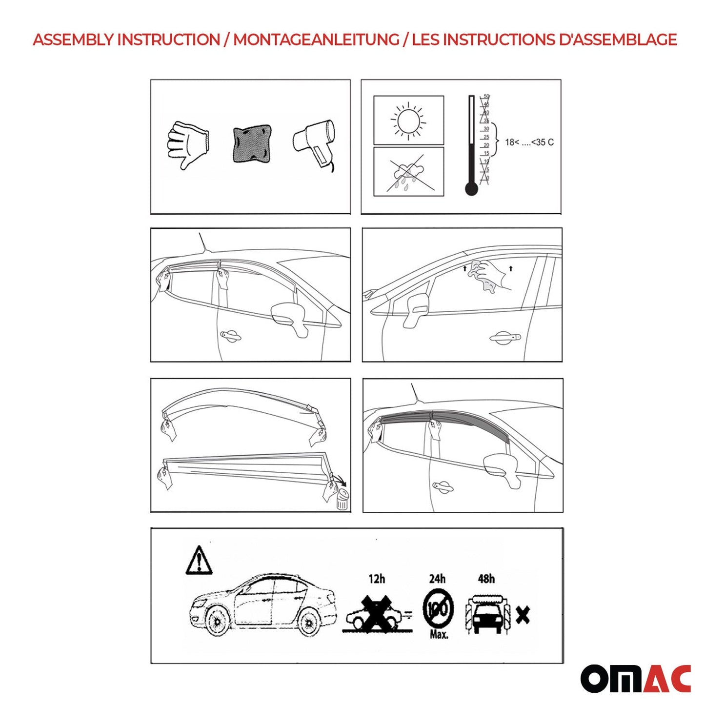 Windabweiser Regenabweiser für Renault Clio 5 2019-2025 Schwarz 4x