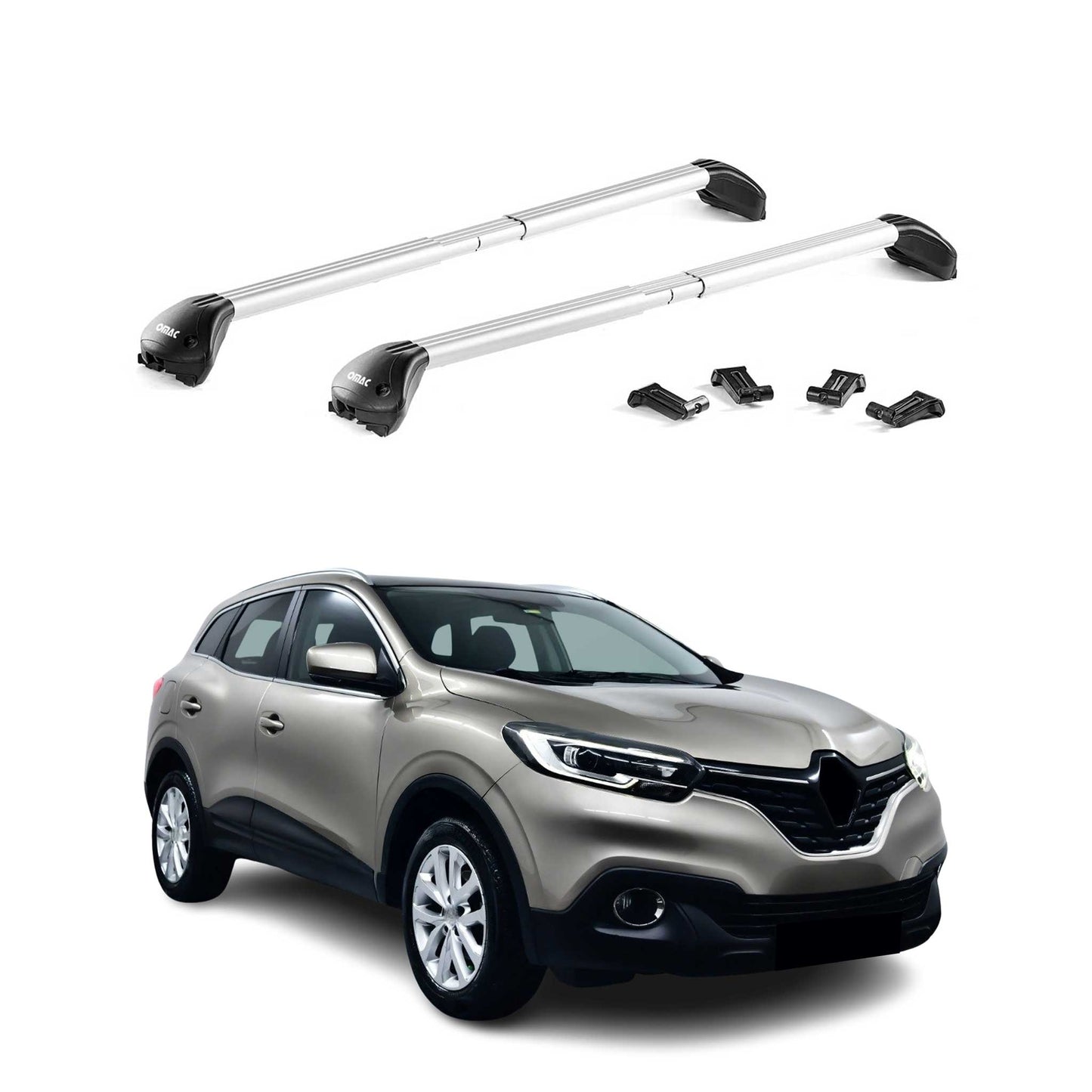 Dachträger Grundtäger für Renault Kadjar 2015-2022 100kg Alu Silber 2 tlg ABE OMAC DE