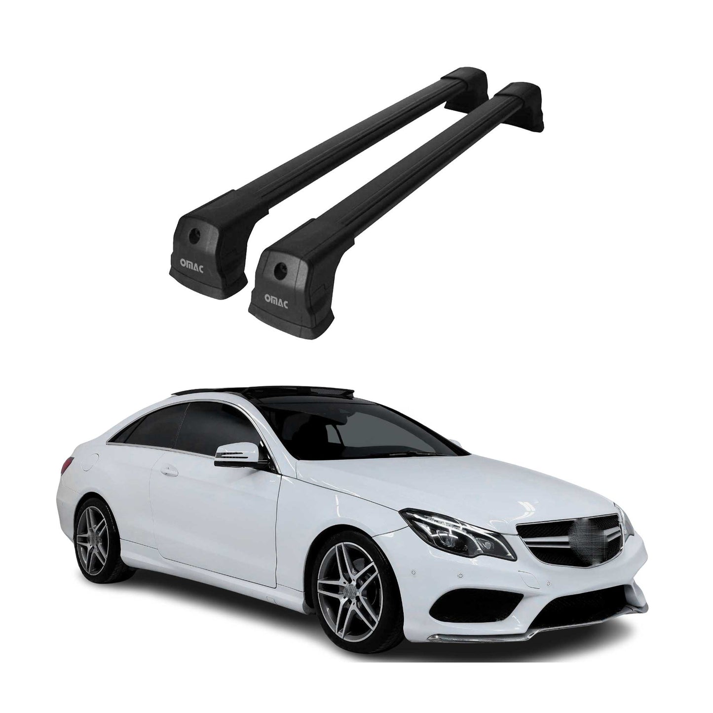 Dachträger Grundtäger für Mercedes E Klasse C207 Coupe 2009-2016 75kg Schwarz 2x OMAC DE