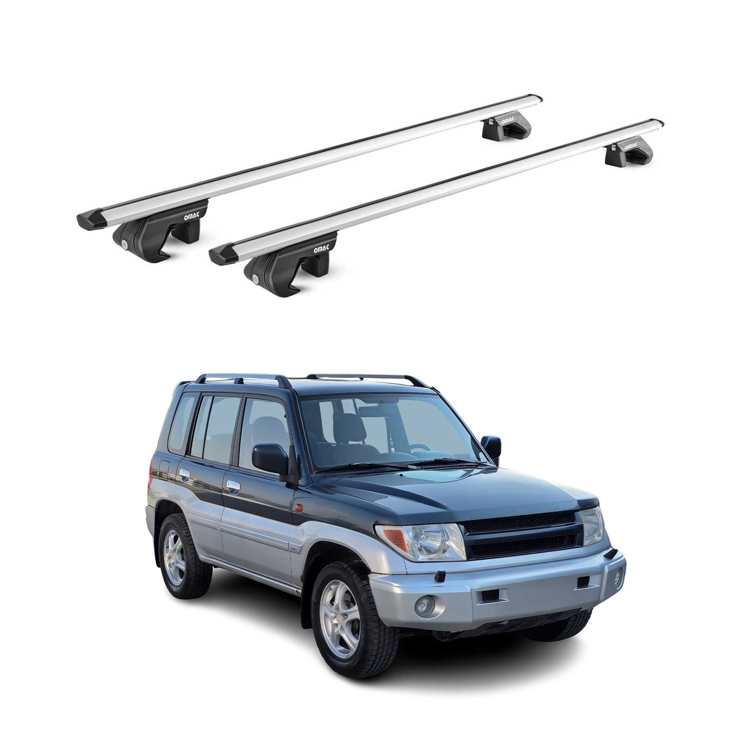 Dachträger für Mitsubishi Pajero Sport 1997-2008 5 tür 90kg Alu Silber 2x ABE OMAC DE