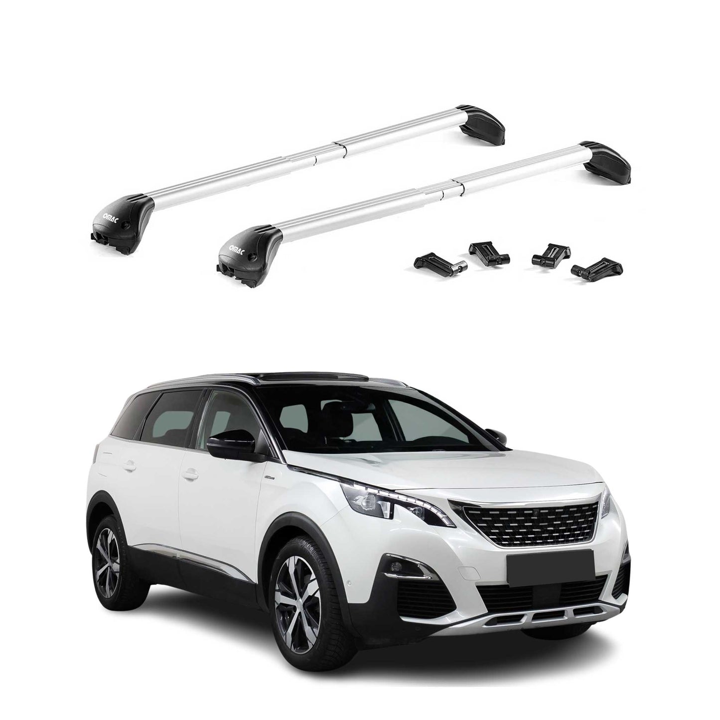 Dachträger Grundtäger für Peugeot 5008 mk2 2017-2024 100kg Alu Silber 2 tlg ABE OMAC DE