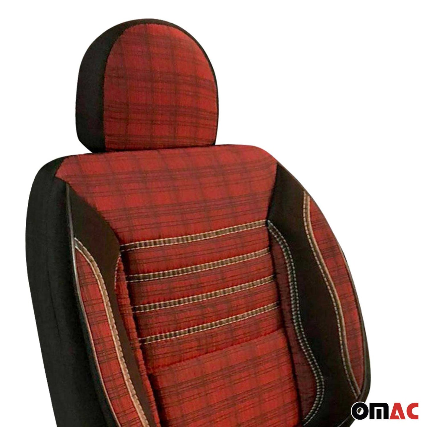 Schonbezüge Sitzbezüge für VW T6 T6.1 Transporter 2015-2025 Schwarz Rot 1 Sitz OMAC DE