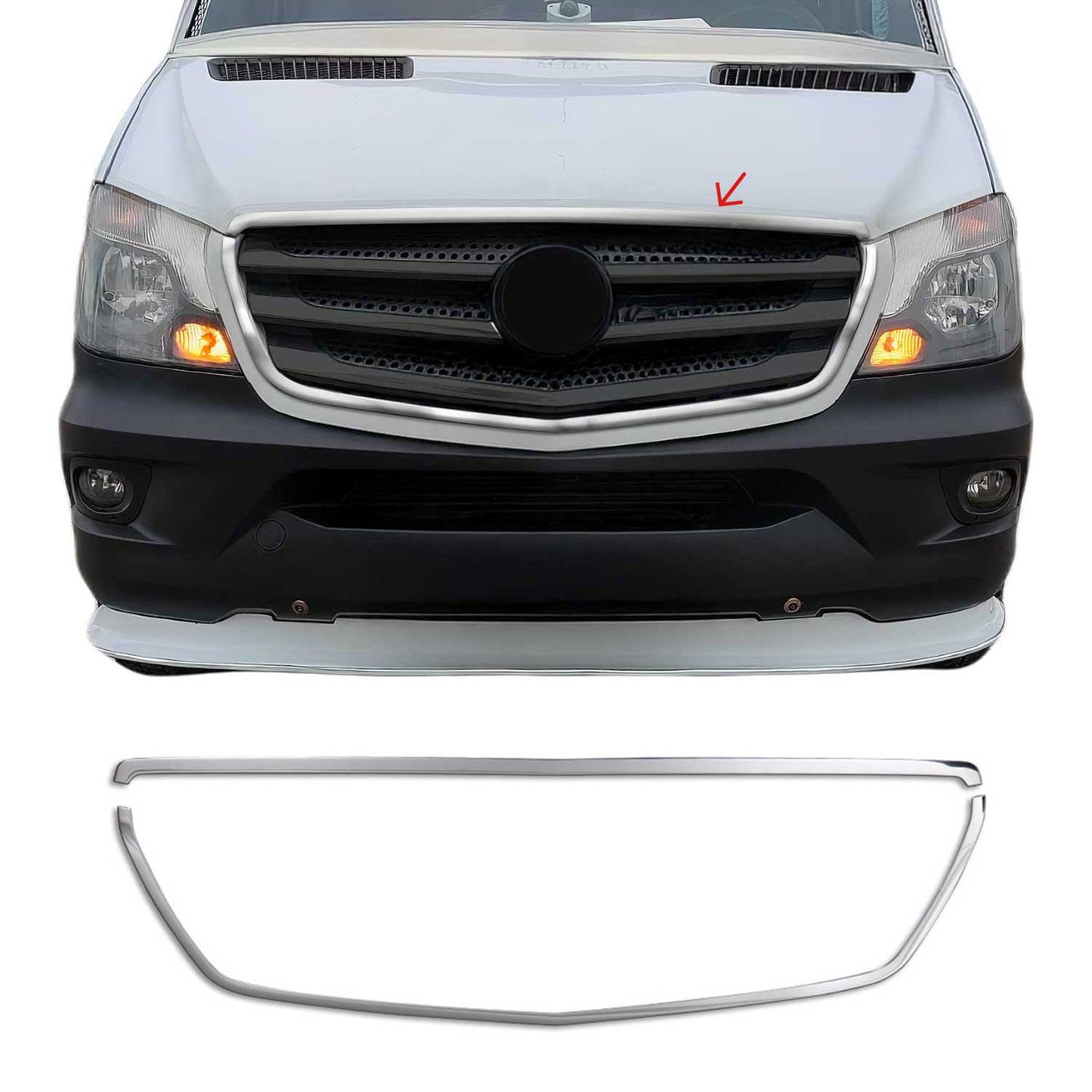 Kühlergrill Leisten Grillleisten für Mercedes Sprinter 2013-2018 Chrom Silber 2x OMAC DE