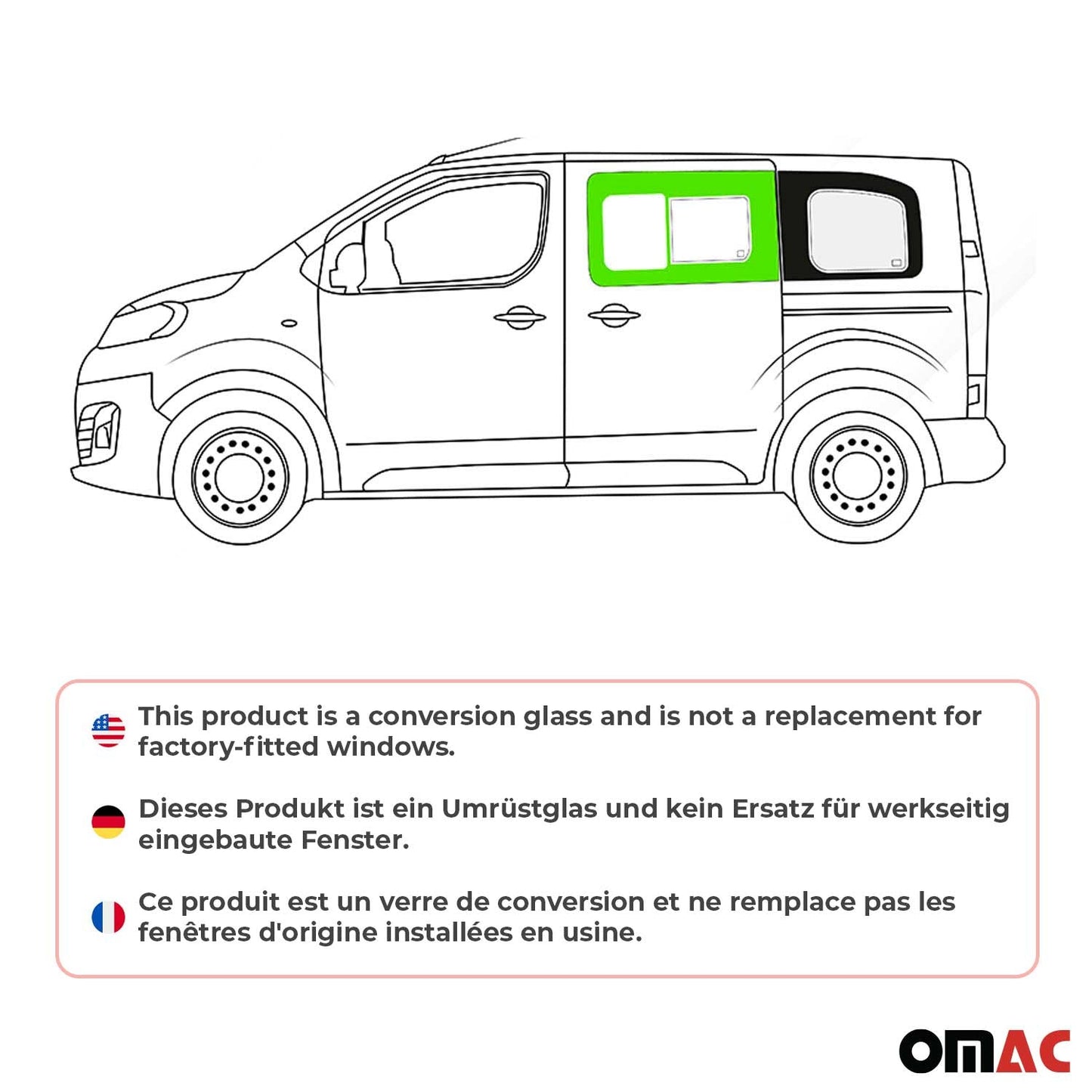 Schiebefenster Seitenfenster für Citroen Spacetourer 2017-2023 Schwarz Links L1 OMAC DE