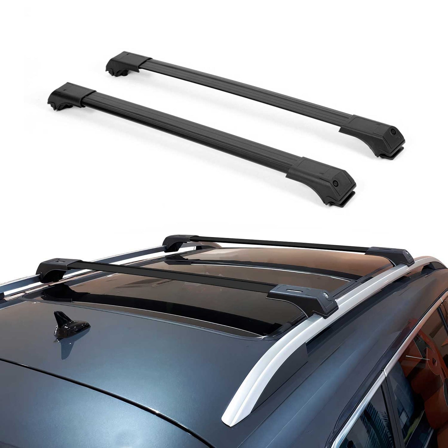 1998-2006 Land Rover Freelander L314 Dachträger Grundträger Aluminium Schwarz 2x