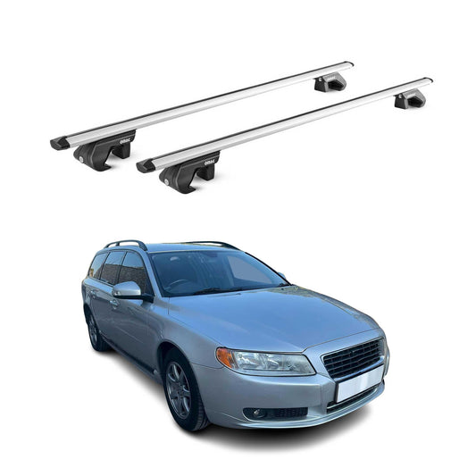 Dachträger Grundtäger für Volvo V70 2007-2016 5 tür 90kg Alu Silber 2 tlg ABE OMAC DE
