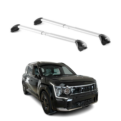 Dachträger Grundtäger für Kia EV9 2023-2025 100kg Aluminium Silber 2 tlg ABE OMAC DE