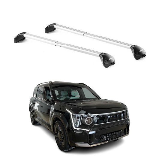 Dachträger Grundtäger für Kia EV9 2023-2025 100kg Aluminium Silber 2 tlg ABE OMAC DE