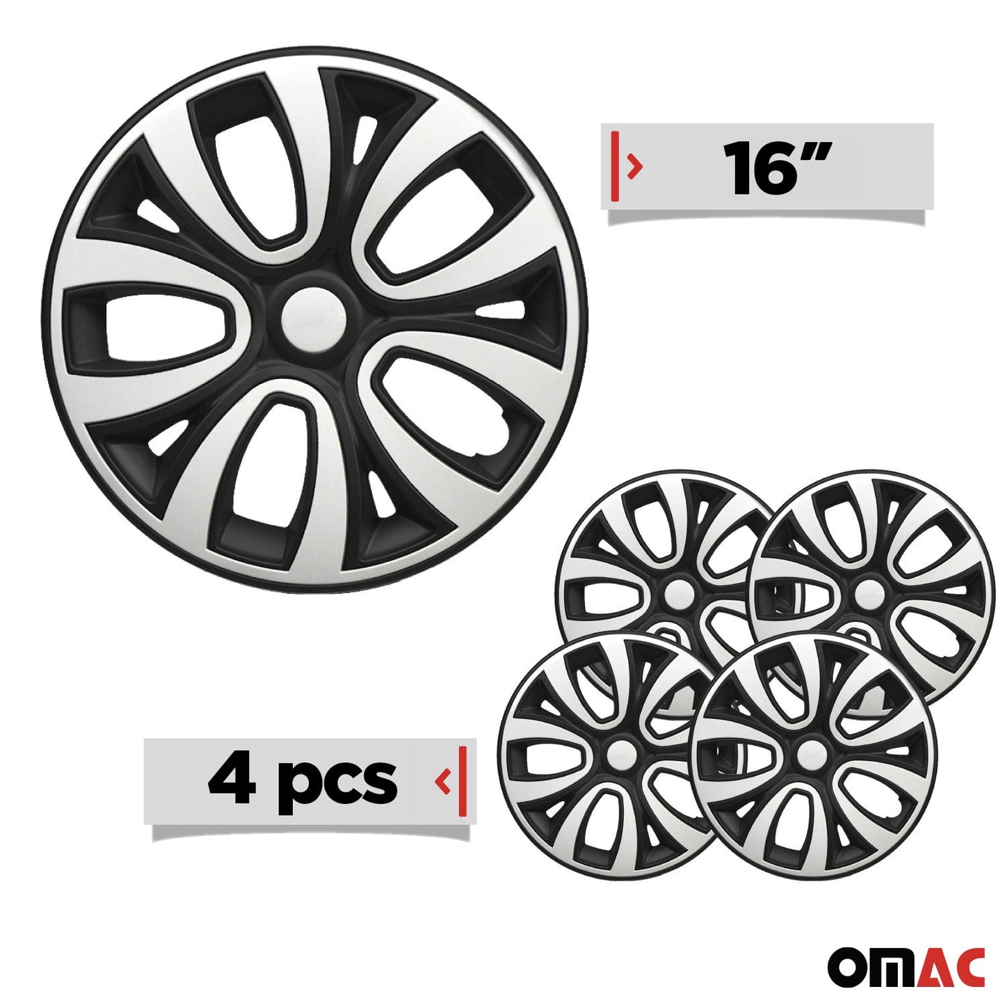 4x Radblenden Radkappen Radzierblenden 16" Zoll Schwarz Weiß OMAC DE