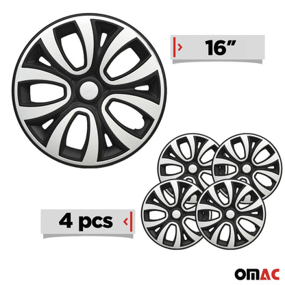 4x Radblenden Radkappen Radzierblenden 16" Zoll Schwarz Weiß OMAC DE