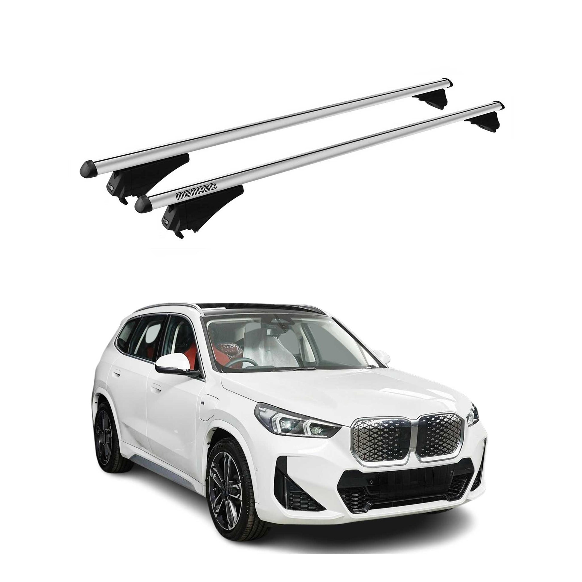 2022-2025 BMW IX1 (U11) Menabo Grundträger Dachträger Alu Silber 2 tlg OMAC DE