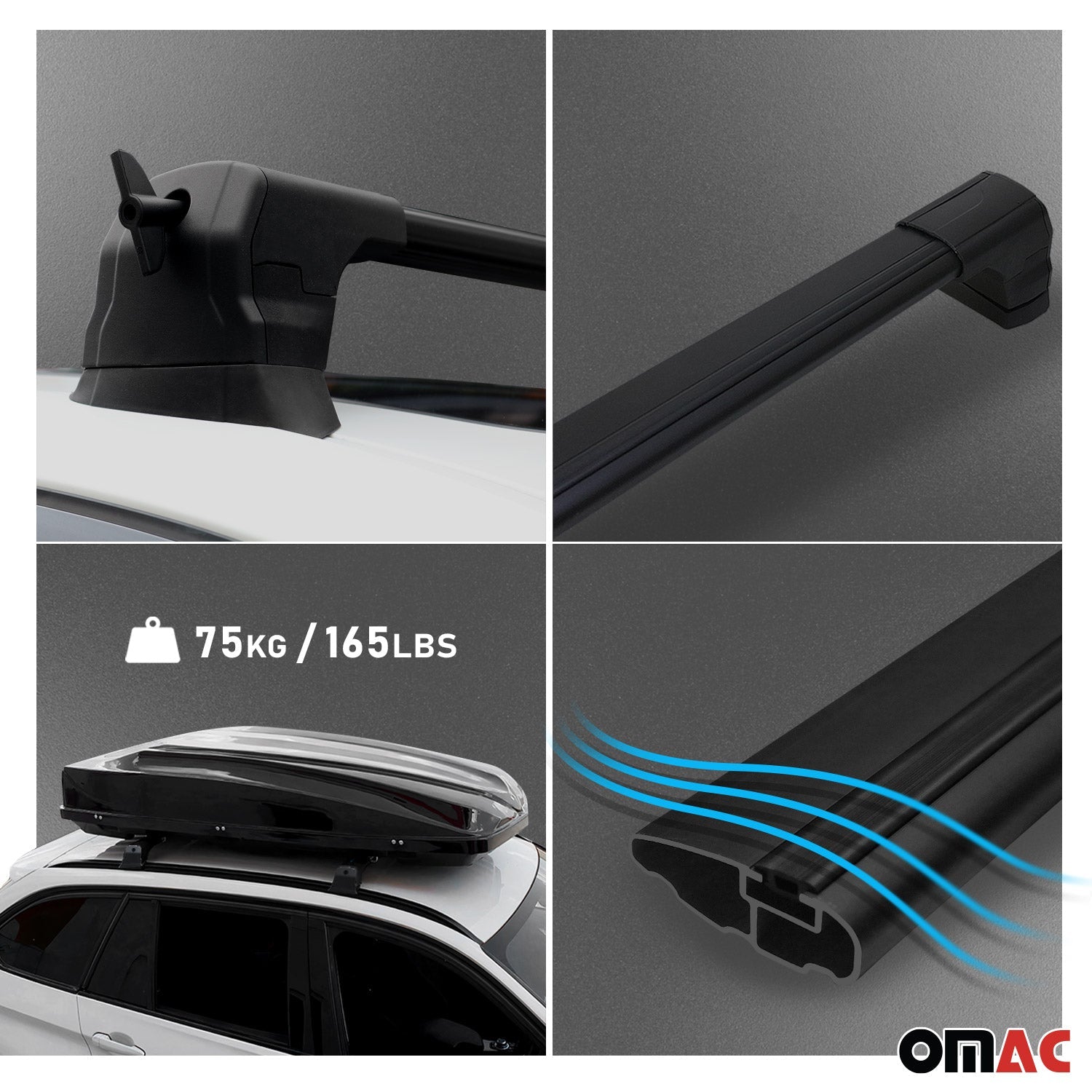 Dachträger für Ford Transit Custom / Tourneo Custom 2023-2025 75kg Alu Schwarz OMAC DE