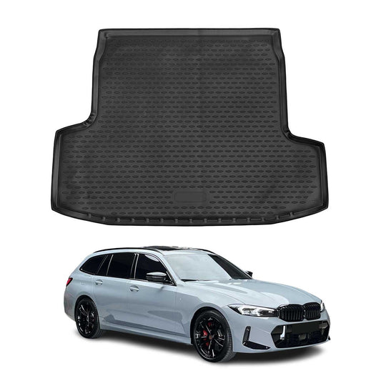Kofferraummatte Kofferraumwanne für BMW 3er G21 Touring 2019-2024 Gummi Schwarz OMAC DE