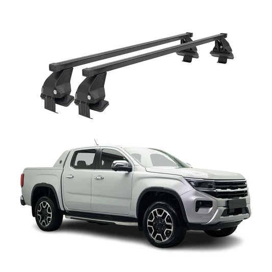 Menabo Dachträger Grundträger für VW Amarok mk2 2022-2025 Stahl Schwarz 2tlg OMAC DE