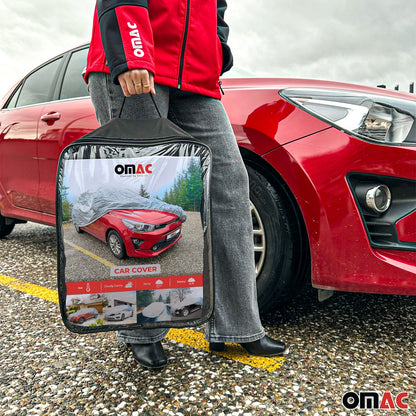 Auto Schutzhülle Vollgarage Autoabdeckung Universal Grau 382x165x140 OMAC DE