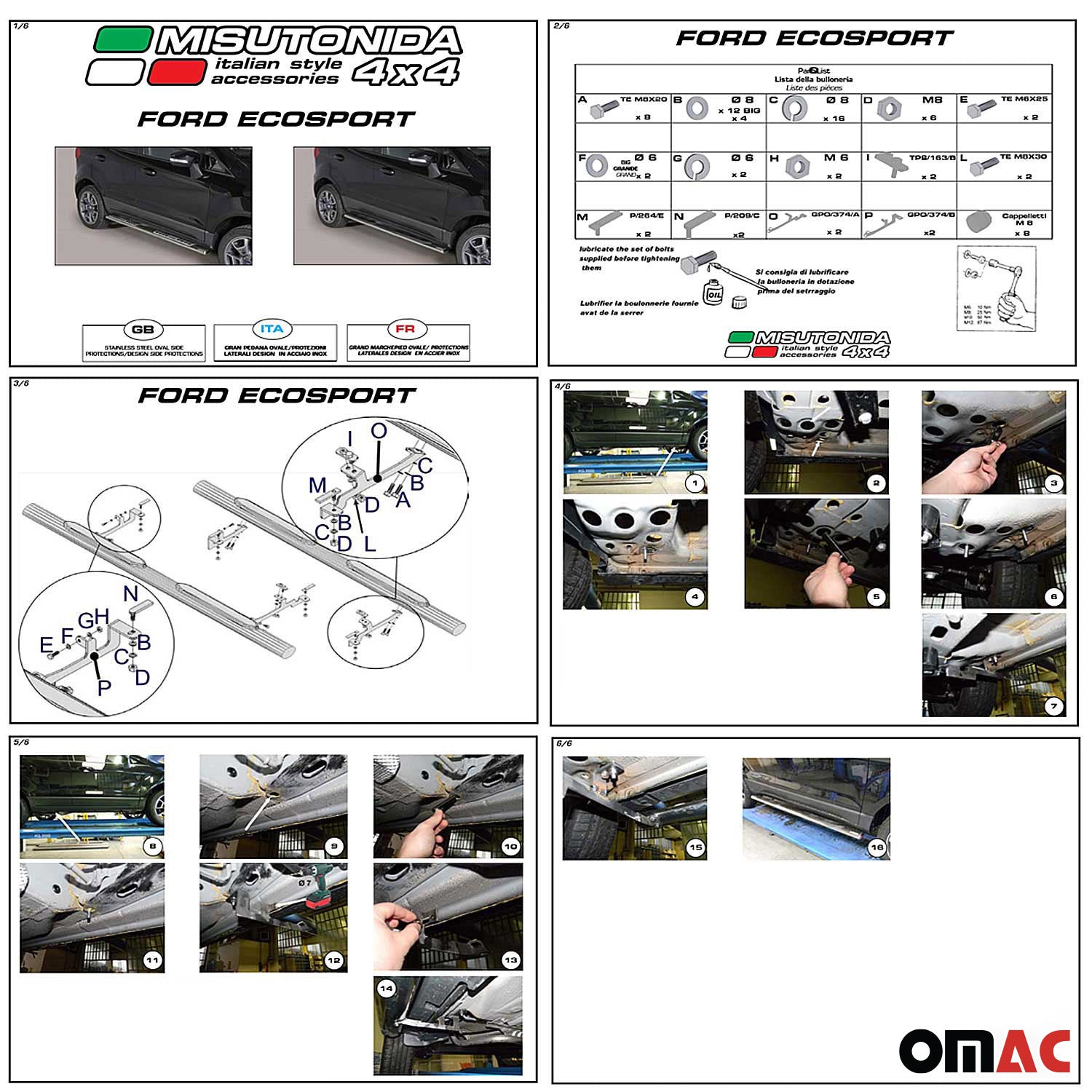 Stahl Seitenschweller Schwellerrohre für Ford Connect 2014-2021 Silber L1 Kurzer OMAC DE