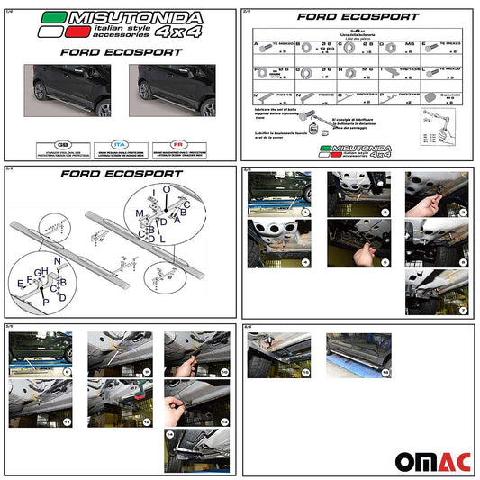 Stahl Seitenschweller Schwellerrohre für Ford Connect 2014-2021 Silber L1 Kurzer OMAC DE
