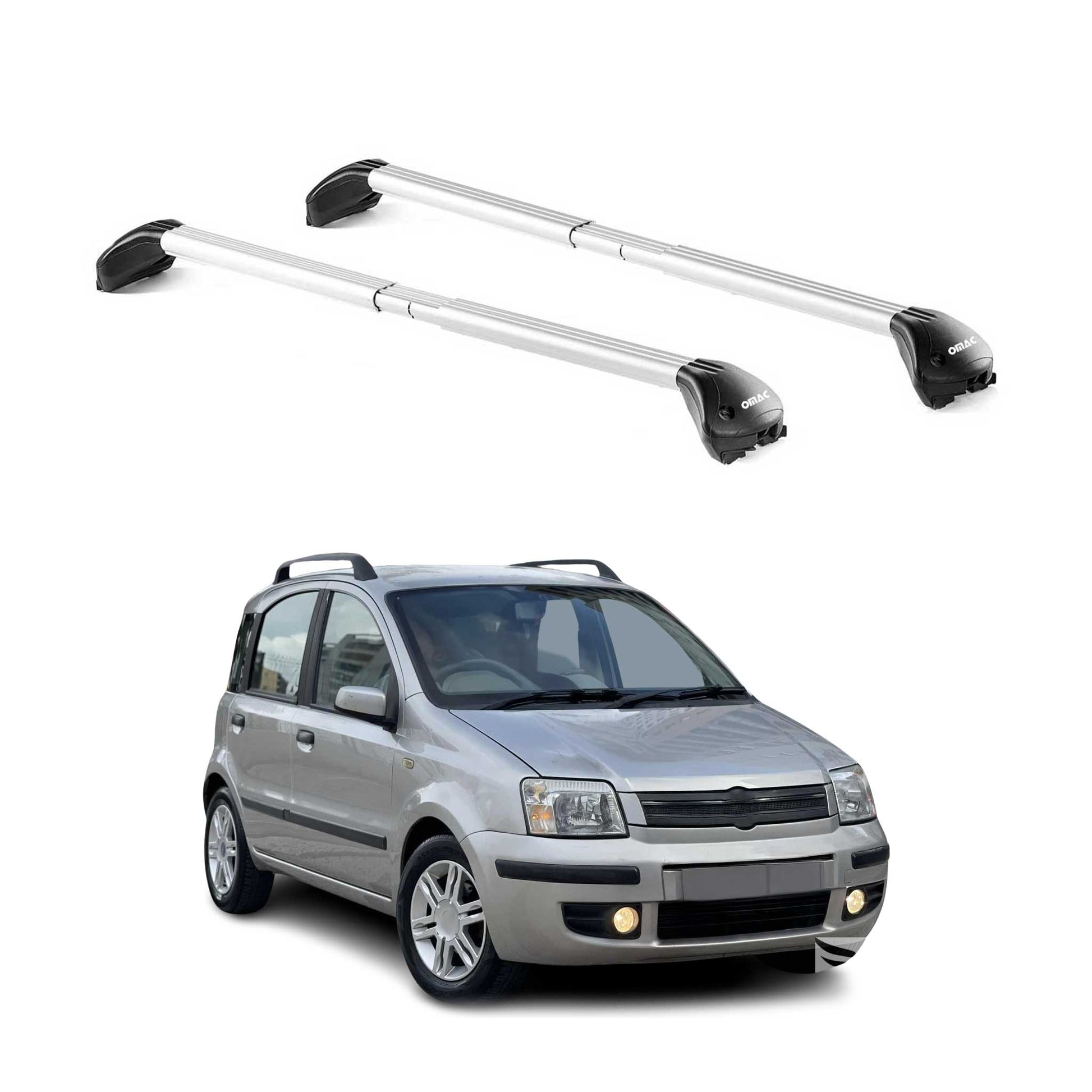 Dachträger Grundtäger für Fiat Panda II 2003-2012 5 tür 100kg Alu Silber 2x ABE OMAC DE