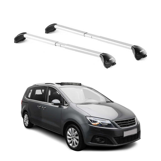Dachträger Grundtäger für Seat Alhambra 1996-2020 5 tür 100kg Alu Silber 2x ABE OMAC DE