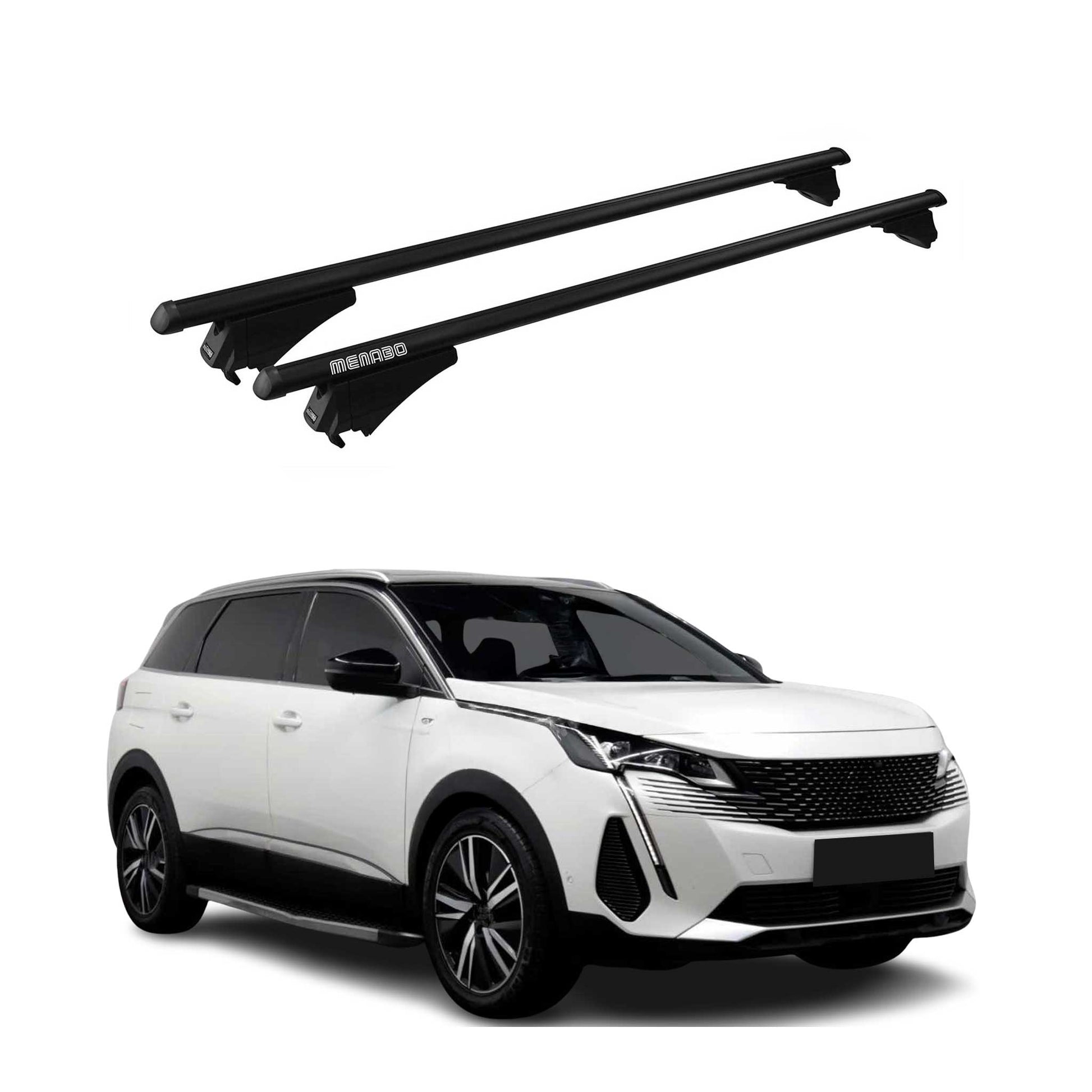 Menabo Dachträger Grundtäger für Peugeot 5008 mk2 2020-2024 FL 75kg Alu Schwarz OMAC DE