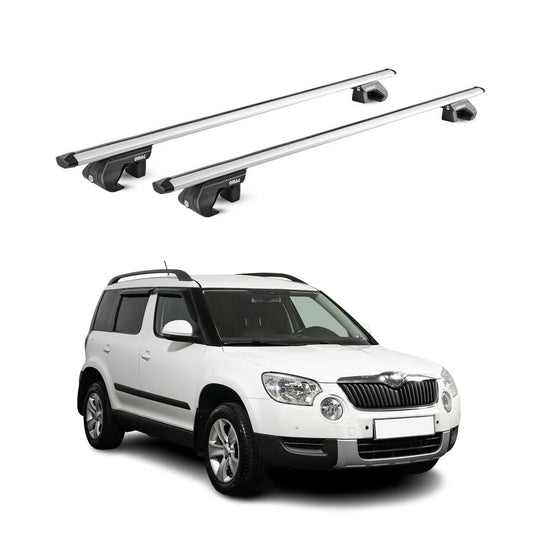 Dachträger Grundtäger für Skoda Yeti 2009-2013 Pre-FL 90kg Alu Silber 2 tlg ABE OMAC DE
