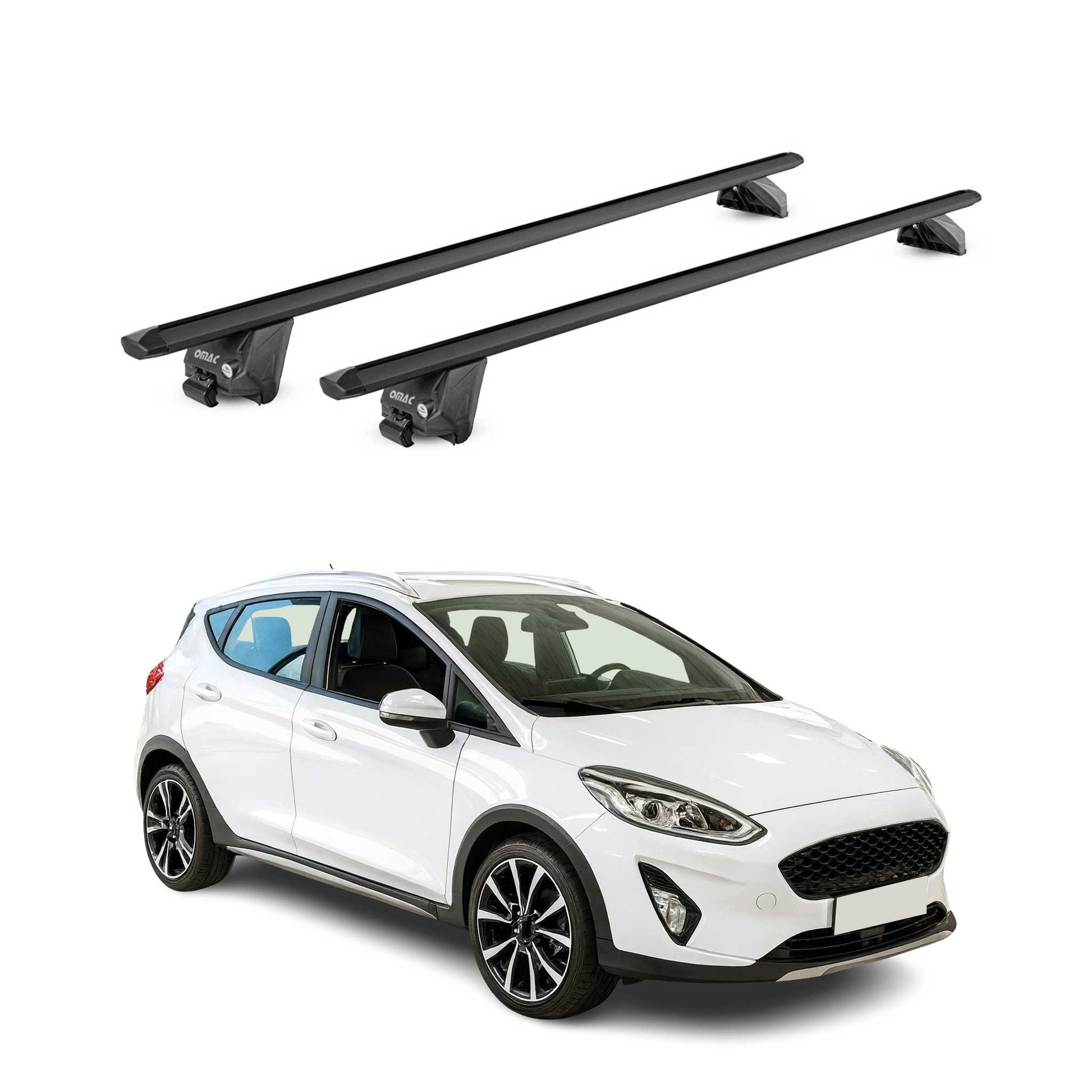 Dachträger Grundtäger für Ford Fiesta VII Active 2018-2025 100kg Alu Schwarz ABE OMAC DE