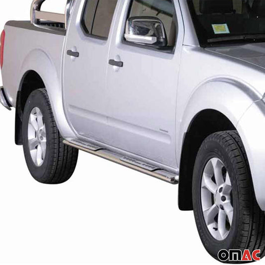 Edelstahl Seitenschweller Schwellerrohre für Nissan Navara D40 2005-2010 Silver OMAC DE