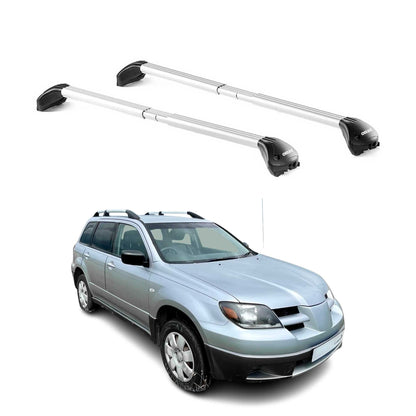 Dachträger Grundtäger für Mitsubishi Outlander 2004-2006 100kg Alu Silber 2x ABE OMAC DE