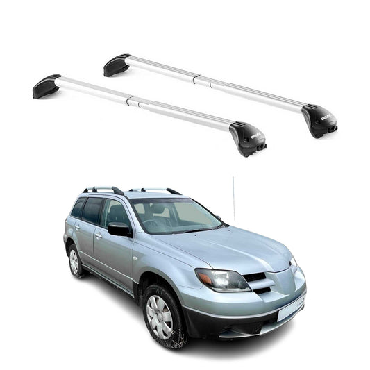 Dachträger Grundtäger für Mitsubishi Outlander 2004-2006 100kg Alu Silber 2x ABE OMAC DE