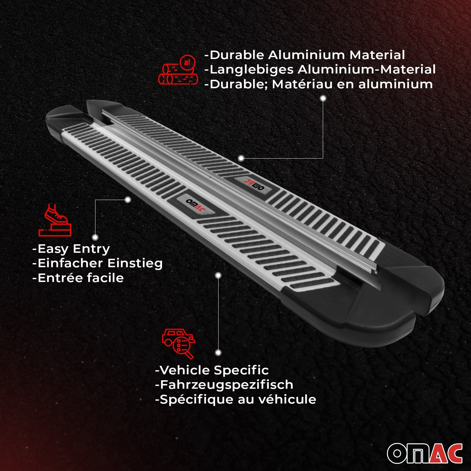 2023-2025 BYD Seal Trittbretter Seitenschweller Seitenbretter Aluminium Silber Schwarz OMAC DE