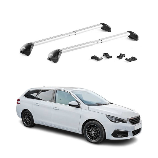 Dachträger Grundtäger für Peugeot 308 Kombi 2013-2021 100kg Alu Silber 2 tlg ABE OMAC DE