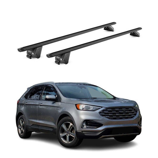 Dachträger Grundtäger für Ford Edge 2016-2021 100kg Aluminium Schwarz 2 tlg ABE OMAC DE