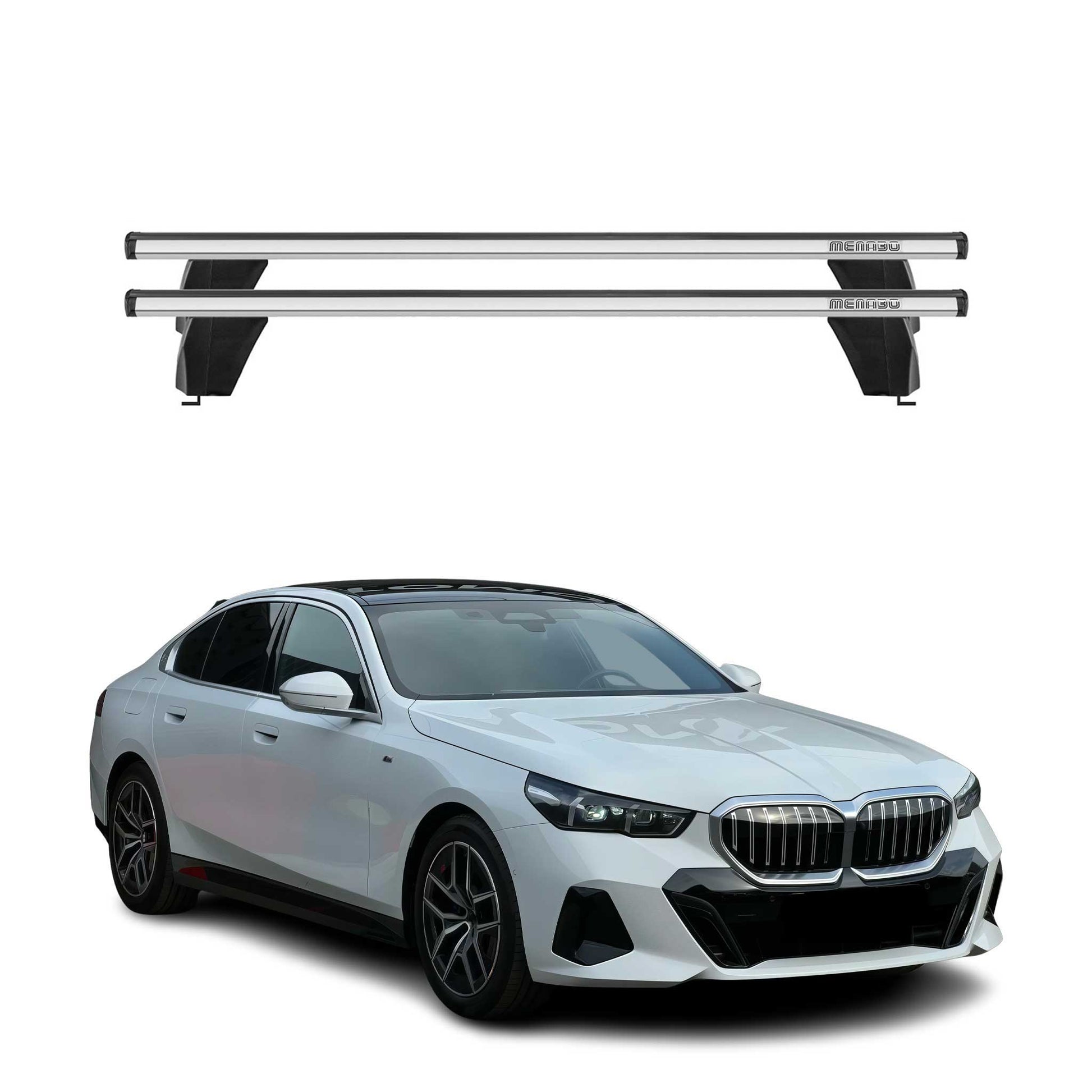 Menabo Dachträger Grundträger für BMW 5 G60 2024-2025 Alu Grau 2tlg OMAC DE
