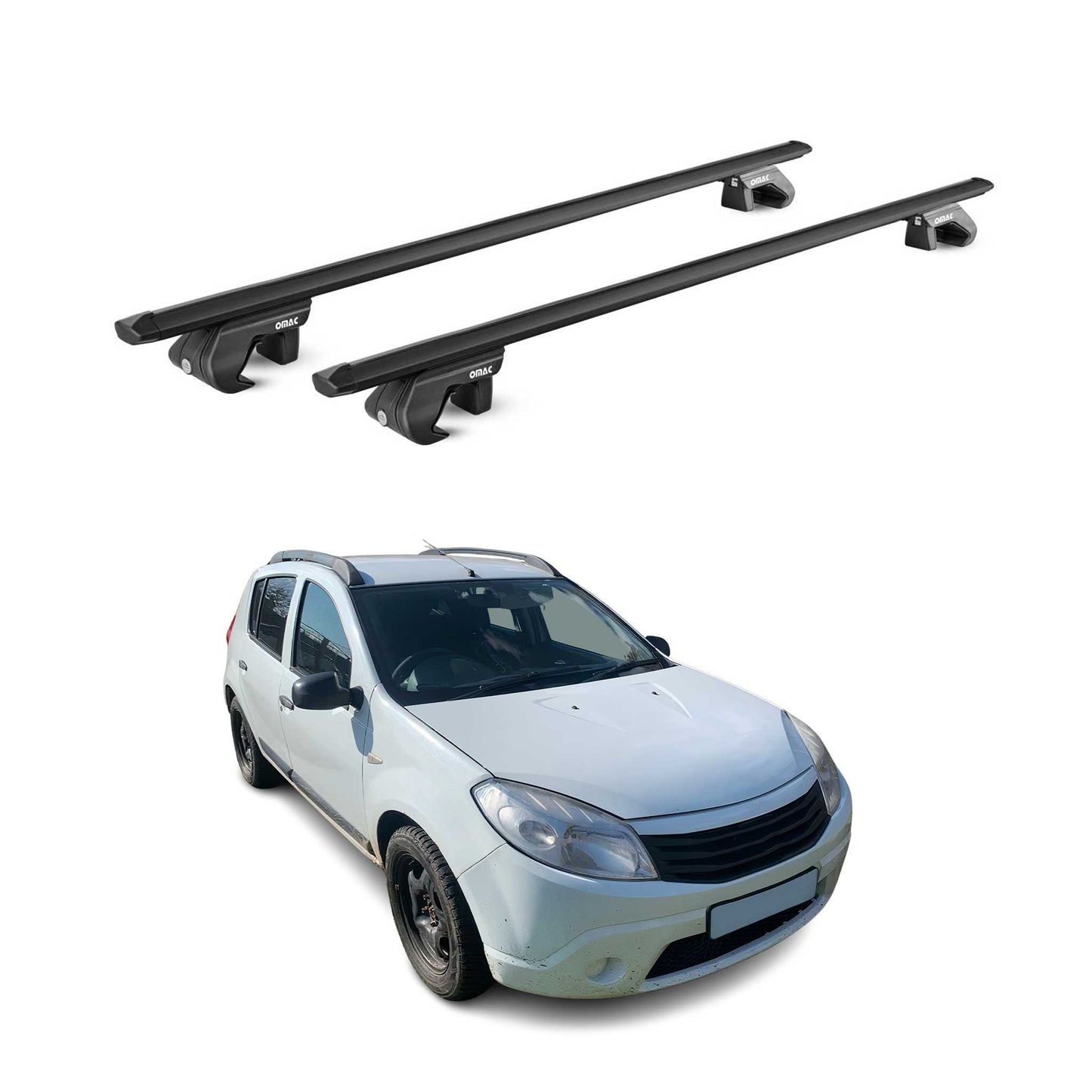 Dachträger Grundtäger für Dacia Sandero Stepway 2010-2017 90kg Alu Schwarz ABE OMAC DE