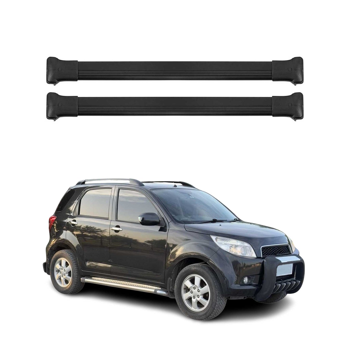 Dachträger Grundtäger für Daihatsu Terios 2006-2017 75kg Aluminium Schwarz 2 tlg OMAC DE