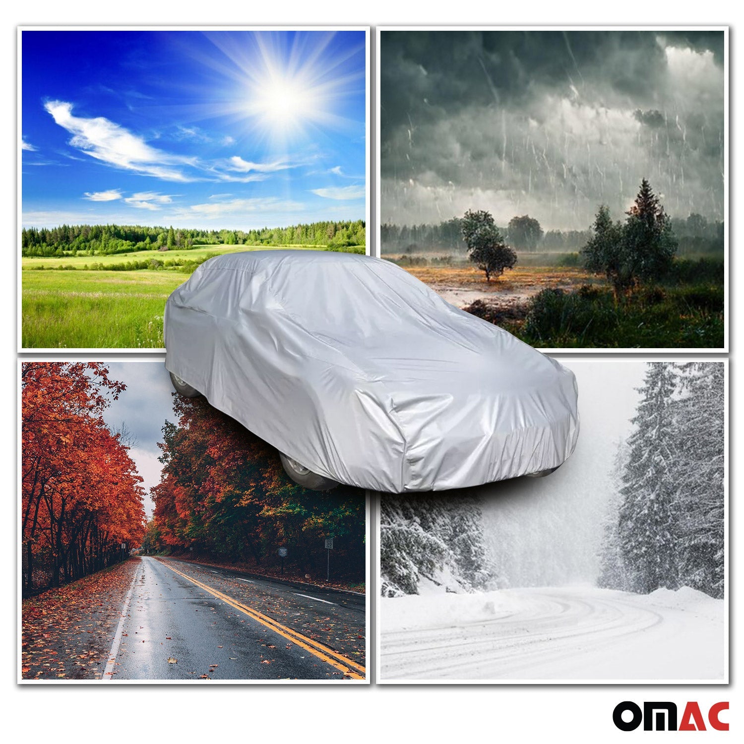 Auto Schutzhülle Vollgarage Autoabdeckung Universal Grau 470x190x155 OMAC DE