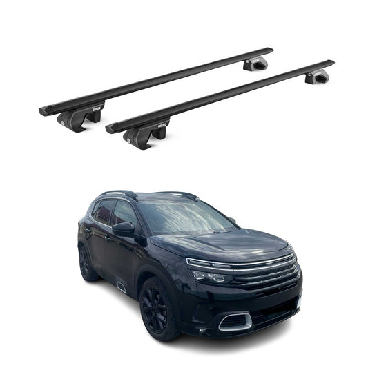 Dachträger Grundtäger für Citroen C5 Aircross 2018-2025 90kg Alu Schwarz 2x ABE OMAC DE