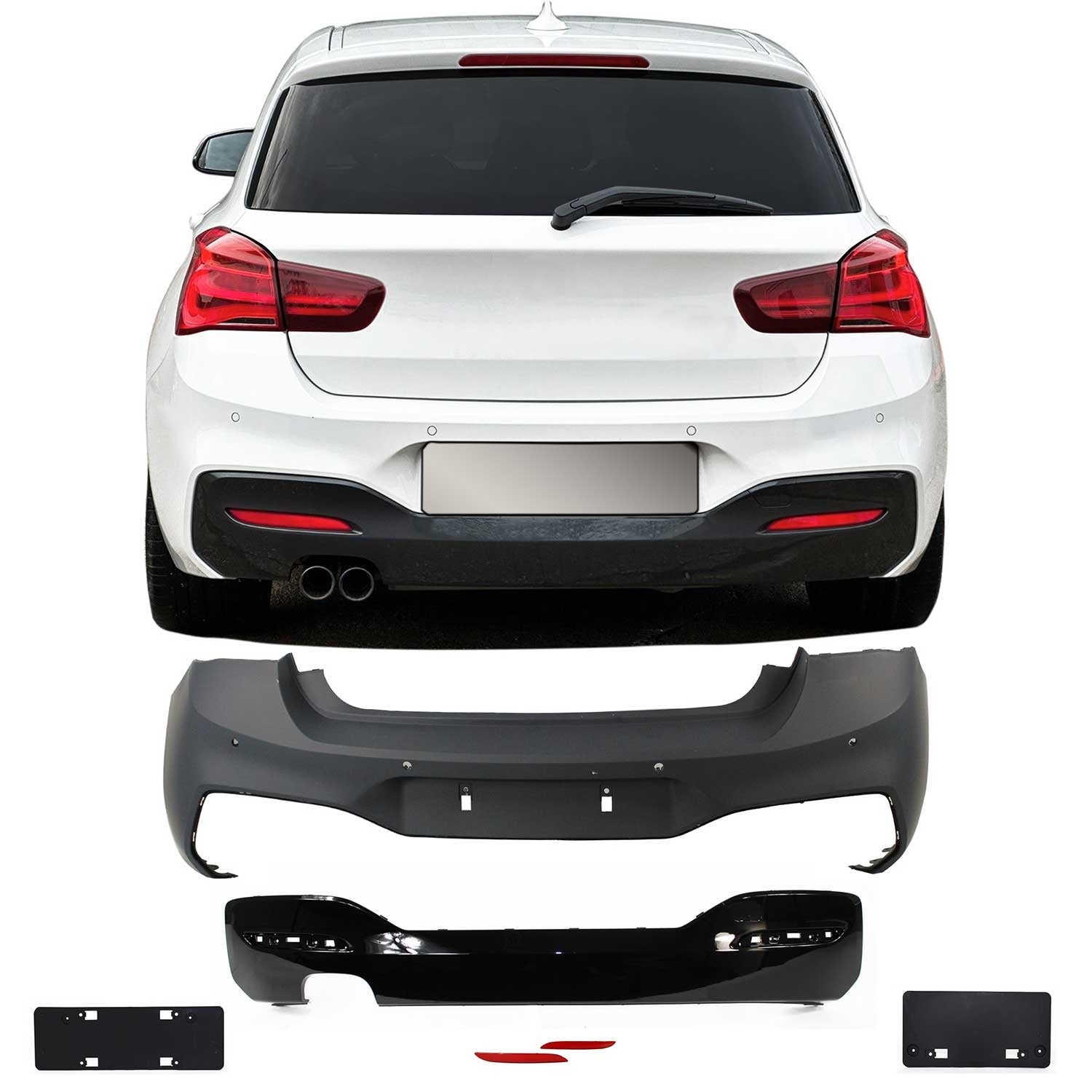 JOM Stoßstangen Kit & Seitenschweller für BMW F20 LCI 5-türer 2015-2019 Schwarz OMAC DE