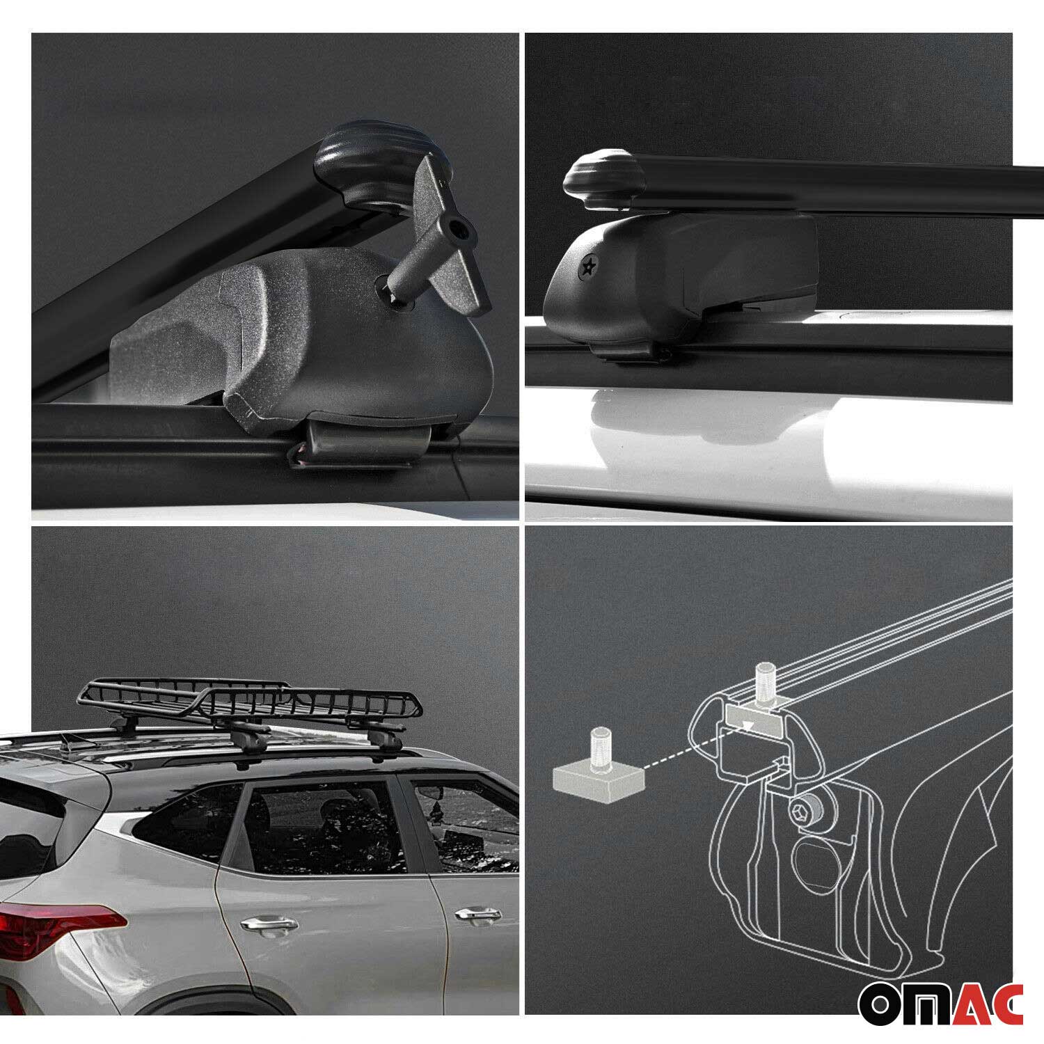 Dachträger Gepäckträger für Mercedes C Klasse S205 2014-2021 Alu Schwarz ABE 2x OMAC DE