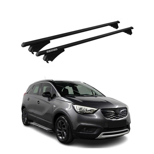 Menabo Dachträger Grundtäger für Opel Crossland X 2017-2020 75kg Alu Schwarz 2x OMAC DE