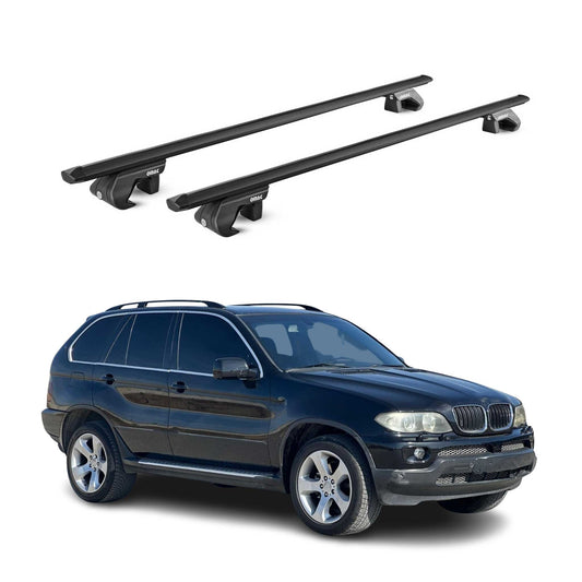 Dachträger Grundtäger für BMW X5 E53 E70 1999-2013 5 tür 90kg Alu Schwarz 2x ABE OMAC DE