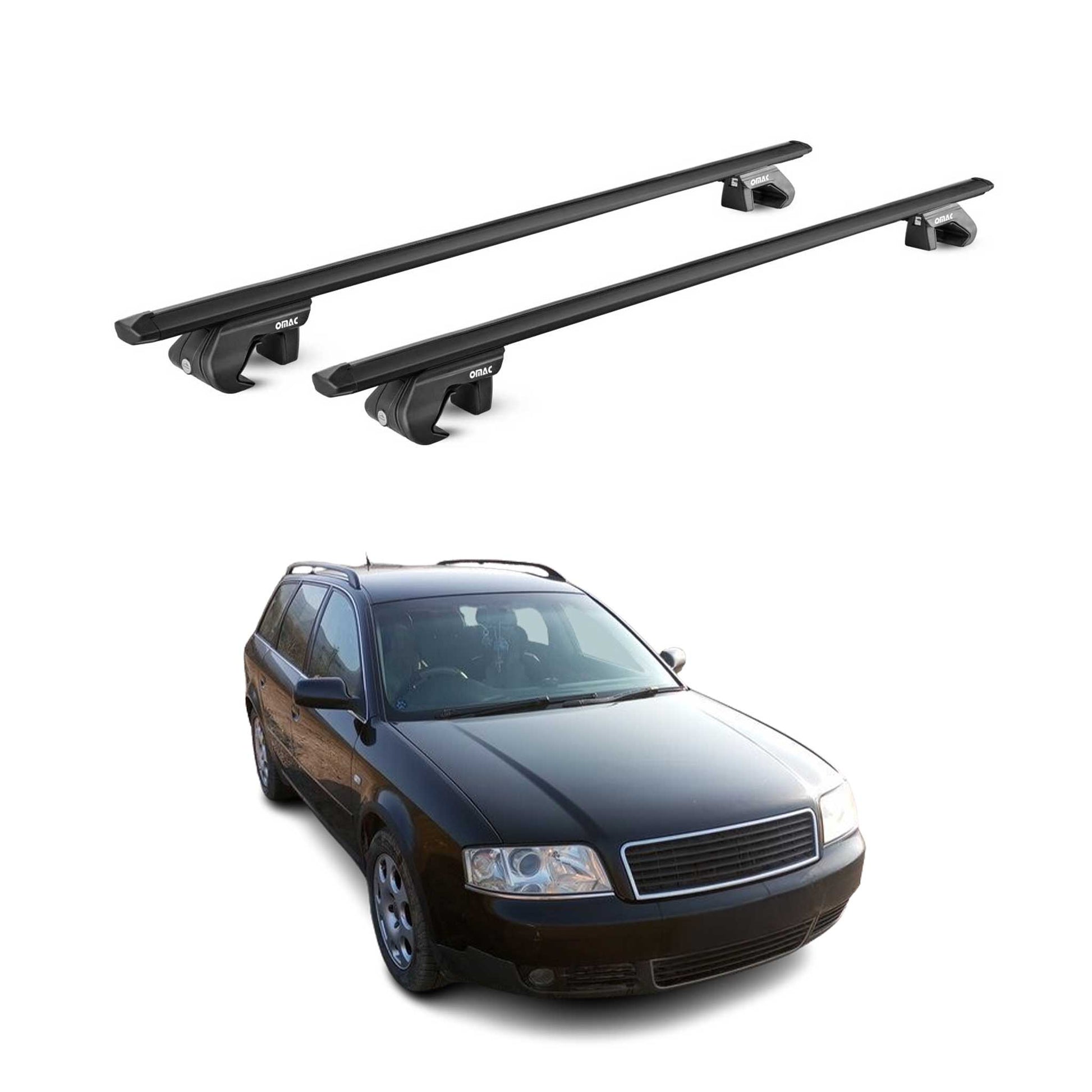 Dachträger Grundtäger für Audi A6 Allroad Avant 1994-2005 90kg Alu Schwarz ABE OMAC DE