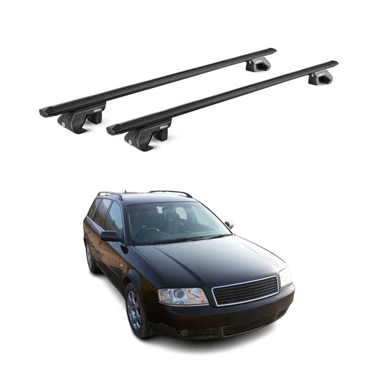 Dachträger Grundtäger für Audi A6 Allroad Avant 1994-2005 90kg Alu Schwarz ABE OMAC DE