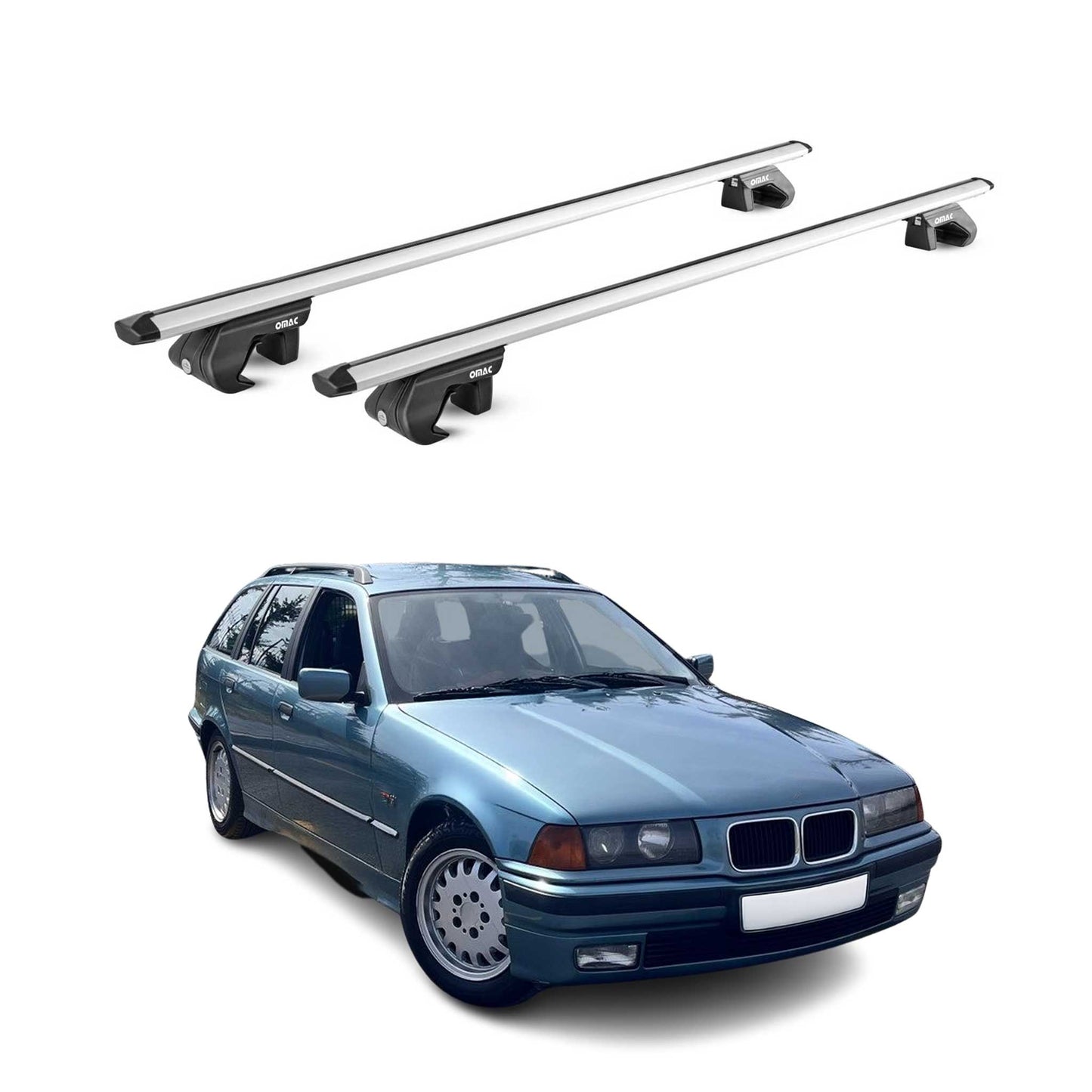 Dachträger Grundtäger für BMW 3er Touring E36 E91 1994-2012 90kg Alu Grau 2x ABE OMAC DE