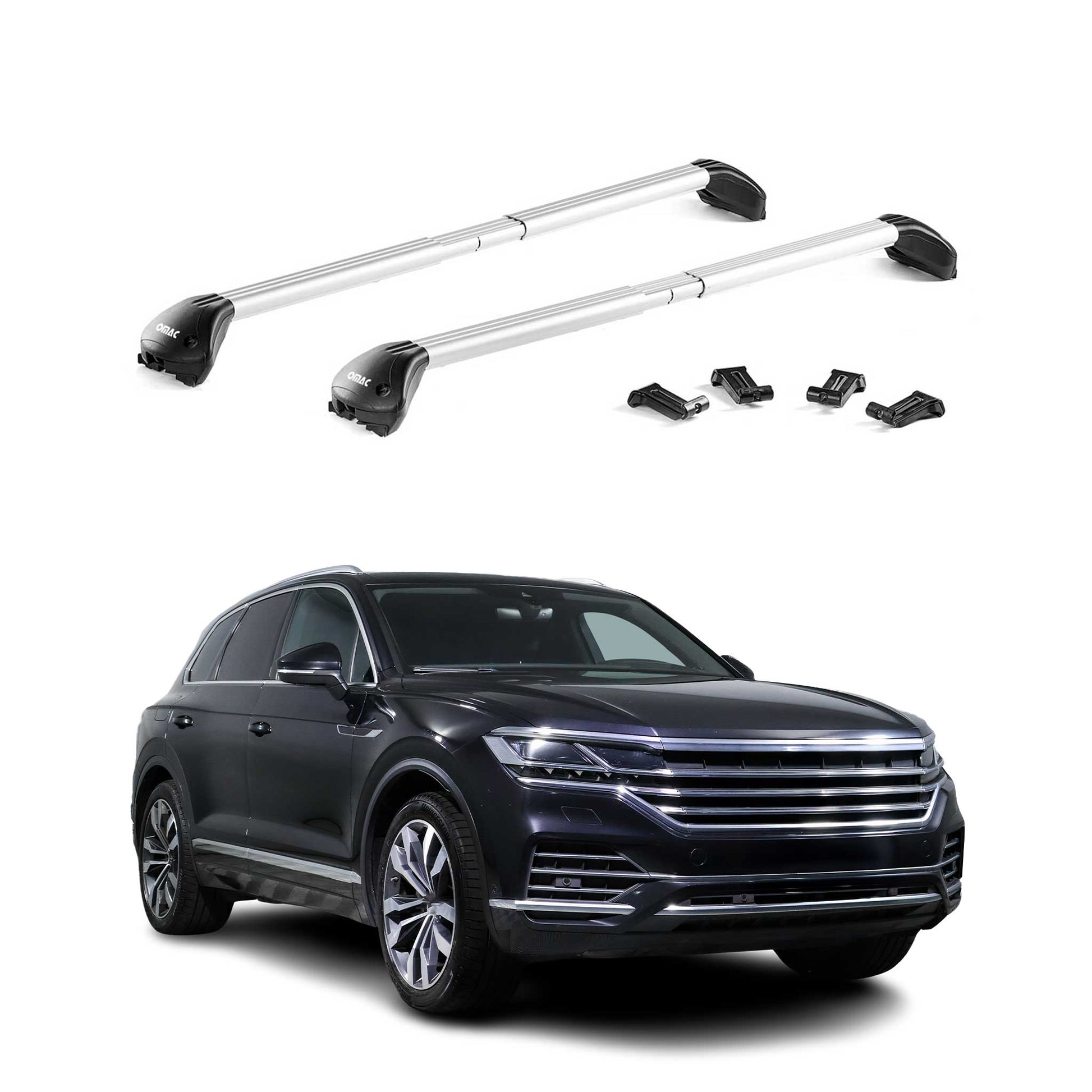 Dachträger Grundtäger für VW Touareg mk3 2018-2025 100kg Aluminium Silber 2x ABE OMAC DE
