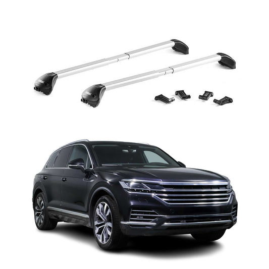 Dachträger Grundtäger für VW Touareg mk3 2018-2025 100kg Aluminium Silber 2x ABE OMAC DE