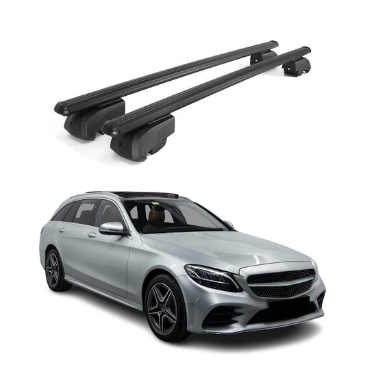 Dachträger Gepäckträger für Mercedes C Klasse S205 2014-2021 Alu Schwarz ABE 2x OMAC DE