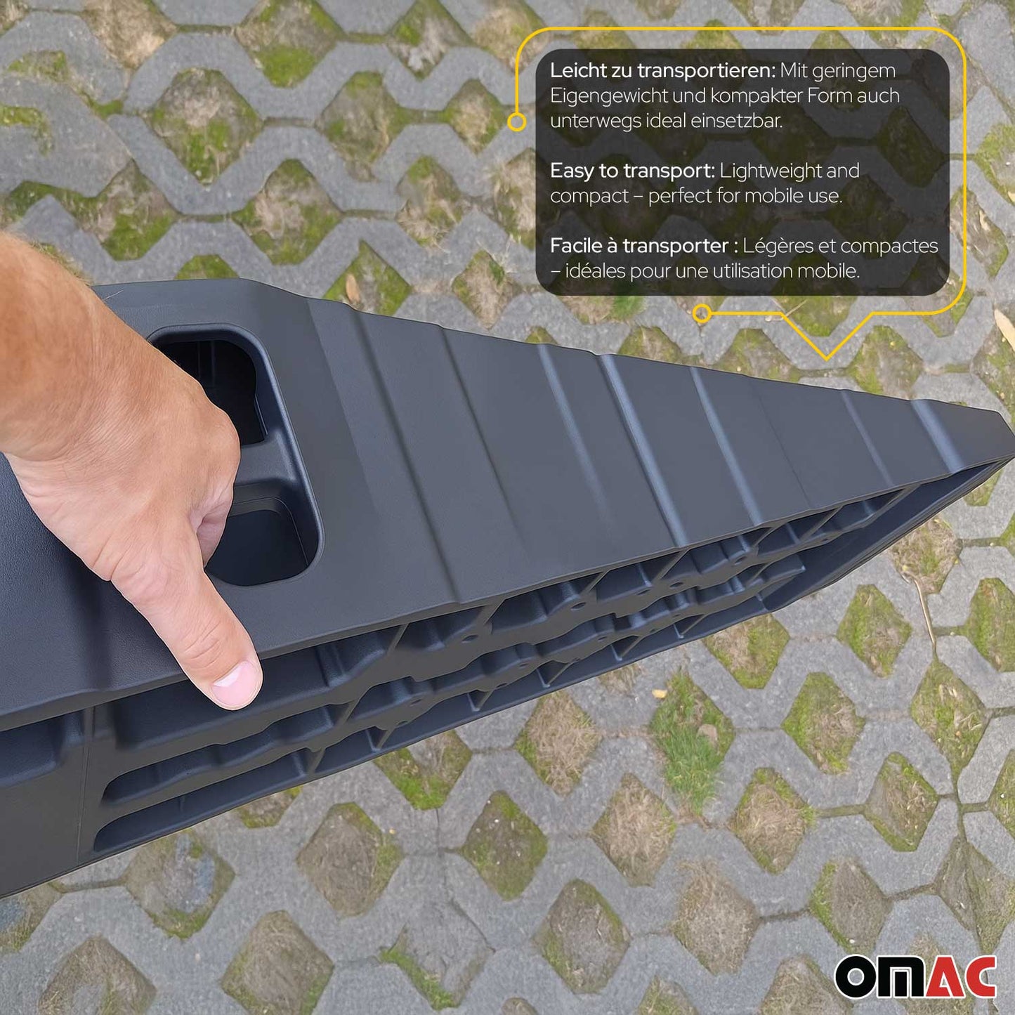 Auffahrrampen Set KFZ-Rampen bis 5 Tonnen Tragkraft Rutschfeste Auto Rampe OMAC DE