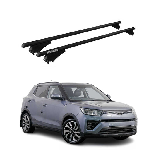 Menabo Dachträger Grundtäger für SsangYong Tivoli 2015-2020 75kg Alu Schwarz 2x OMAC DE
